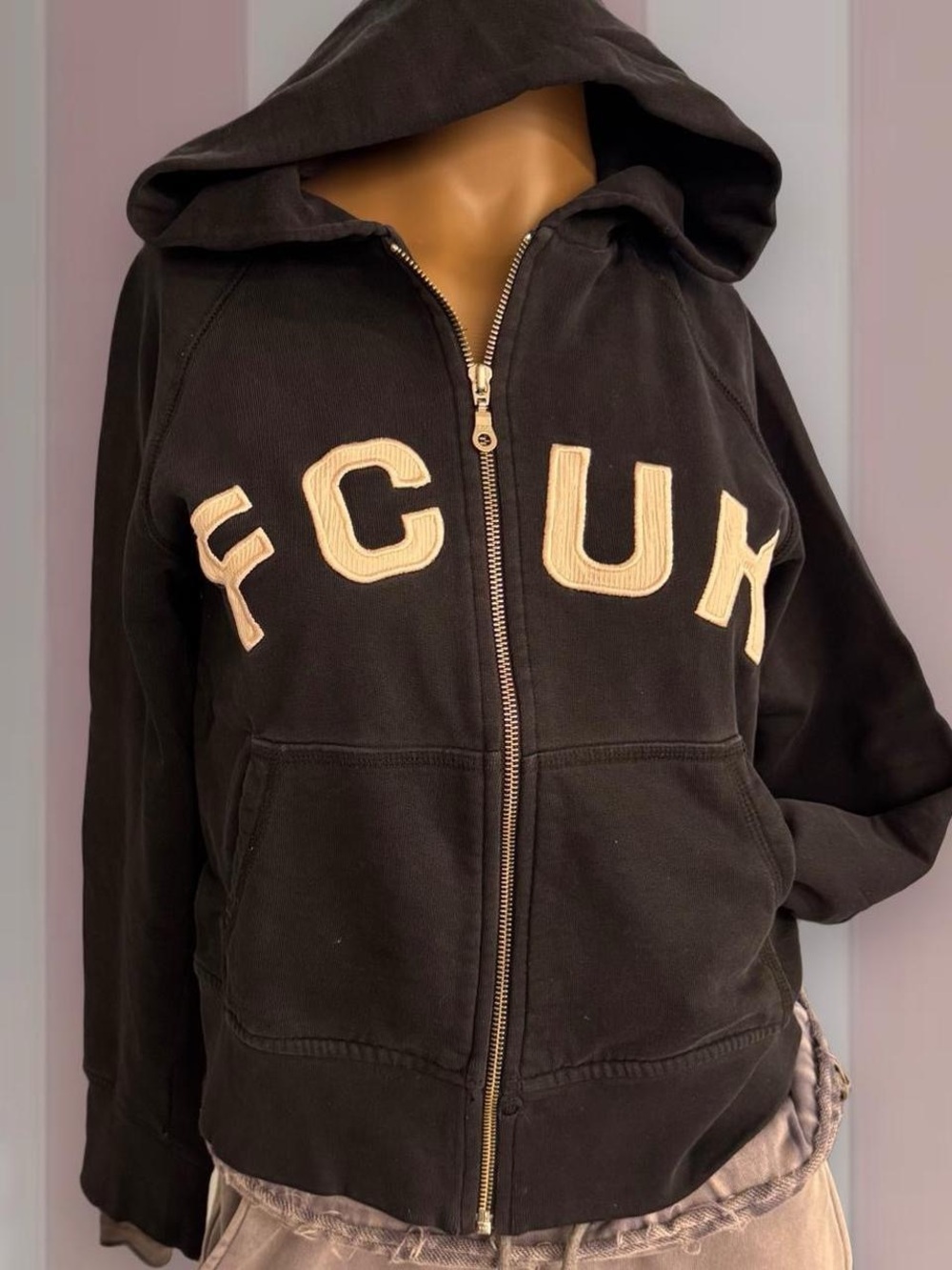 FCUK Black Y2K Zip Hoodie